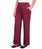 Ruby Rd. Solid Scuba Embroidered Wide Leg Pull-On Pants, Color:Raisin - Image 4