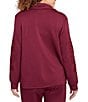 Ruby Rd. Solid Scuba Open Floral Cut-Out Embroidered Long Sleeve Snap-Front Jacket, Color:Raisin - Image 2