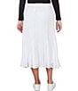 Color:White - Image 2 - Solid Yoryu Godet Elastic Waist Midi A-LIne Skirt