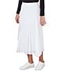 Color:White - Image 4 - Solid Yoryu Godet Elastic Waist Midi A-LIne Skirt