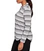 Ruby Rd. Sparkling Metallic Stripe Knit Shawl Neck Long Sleeve Top, Color:Grey Multi - Image 3
