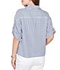 Ruby Rd. Spliced Stripe Spread Collar 3/4 Roll-Tab Sleeve Button-Front Jacket - Image 2