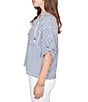 Ruby Rd. Spliced Stripe Spread Collar 3/4 Roll-Tab Sleeve Button-Front Jacket - Image 3