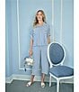 Ruby Rd. Spliced Stripe Spread Collar 3/4 Roll-Tab Sleeve Button-Front Jacket - Image 4