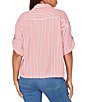 Ruby Rd. Spliced Stripe Spread Collar 3/4 Roll-Tab Sleeve Button-Front Jacket - Image 6