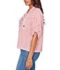 Ruby Rd. Spliced Stripe Spread Collar 3/4 Roll-Tab Sleeve Button-Front Jacket - Image 3