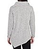 Ruby Rd. Split Cowl Neck Long Sleeve Asymmetric Hem Top, Color:Grey Heather - Image 2