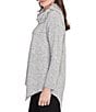 Ruby Rd. Split Cowl Neck Long Sleeve Asymmetric Hem Top, Color:Grey Heather - Image 3