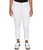 Ruby Rd. Straight Rolled Cuff Hem Girlfriend Jeans, Color:White - Image 1