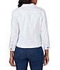 Color:White - Image 2 - Stretch Denim 3/4 Sleeve Button-Front Jacket
