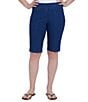Color:Indigo - Image 1 - Stretch Denim Pull-On Bermuda Shorts