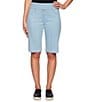 Color:Chambray - Image 1 - Stretch Denim Pull-On Bermuda Shorts