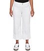 Ruby Rd. Stretch Denim Wide Leg Rolled Cuff Hem Jeans, Color:White - Image 1