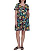 Ruby Rd. Stretch Knit Vibrant Tropical Scoop Neck Short Sleeve Tiered Dress - Image 1