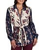 Ruby Rd. Stretch Twill Garden Floral Point Collar Long Sleeve Button Front Shirt - Image 1