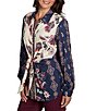 Ruby Rd. Stretch Twill Garden Floral Point Collar Long Sleeve Button Front Shirt - Image 3