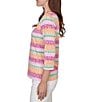 Ruby Rd. Stripe Medallion Boat Neck 3/4 Sleeve Top - Image 3