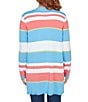 Color:Guava Multi - Image 2 - Stripe Print Loong Sleeve Open-Front Cardigan