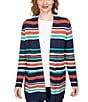 Color:Navy Multi - Image 1 - Striped Open-Front Pocket Cardigan