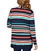 Color:Navy Multi - Image 2 - Striped Open-Front Pocket Cardigan