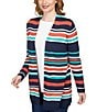 Color:Navy Multi - Image 4 - Striped Open-Front Pocket Cardigan