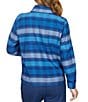 Color:Aegean Blue Multi - Image 2 - Yarn Dyed Stripe Print Flannel Snap Front Jacket