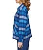 Color:Aegean Blue Multi - Image 4 - Yarn Dyed Stripe Print Flannel Snap Front Jacket
