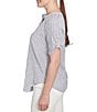 Ruby Rd. Super Soft Puckered Embroidered Stripe Short Roll-Tab Button Front Shirt, Color:Black/White - Image 3