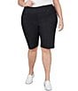 Color:Black - Image 1 - Super Stretch Denim Pull-On Bermuda Shorts