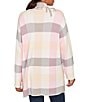 Ruby Rd. Sweet Plaid Print Shawl Collar Fringe Open-Front Cozy Cardigan, Color:Ivory Multi - Image 2