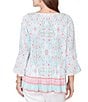 Ruby Rd. Tapestry Border Print V-Neck 3/4 Sleeve Blouse - Image 2