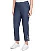 Ruby Rd. Tencel Embroidered Hem Pull-On Ankle Pants, Color:Dark Indigo - Image 1