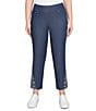 Ruby Rd. Tencel Embroidered Hem Pull-On Ankle Pants, Color:Dark Indigo - Image 4