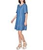 Ruby Rd. Tencel™ Split Neck Short Sleeve Lace-Up Shift Dress - Image 4