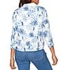 Ruby Rd. Tencel™ Toile Print Point Collar Bracelet Roll Sleeve Button-Front Jacket - Image 2