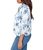 Ruby Rd. Tencel™ Toile Print Point Collar Bracelet Roll Sleeve Button-Front Jacket - Image 3
