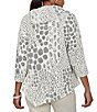 Ruby Rd. Textured Animal Jacquard Split Cowl Neck 3/4 Sleeve Asymmetric Hem Sweater - Image 2
