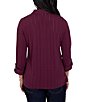 Ruby Rd. Textured Dobby Vertical Stripe Point Collar Long Roll-Tab Sleeve Button-Front Shirt - Image 2