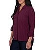 Ruby Rd. Textured Dobby Vertical Stripe Point Collar Long Roll-Tab Sleeve Button-Front Shirt - Image 3