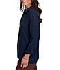 Ruby Rd. Textured Dobby Vertical Stripe Point Collar Long Roll-Tab Sleeve Button-Front Shirt - Image 3