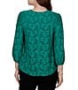 Ruby Rd. Textured Floral Clip Jacquard V-Neck 3/4 Sleeve Top - Image 2