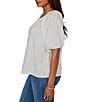 Ruby Rd. Textured Jacquard Floral Scoop Neck Elbow Sleeve Top - Image 3