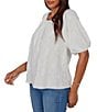 Ruby Rd. Textured Jacquard Floral Scoop Neck Elbow Sleeve Top - Image 4