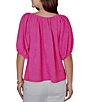 Ruby Rd. Textured Jacquard Floral Scoop Neck Elbow Sleeve Top - Image 2