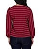 Ruby Rd. Textured Knit Dobby Stripe Crew Neck Bracelet Length Sleeve Top - Image 2