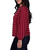 Ruby Rd. Textured Knit Dobby Stripe Crew Neck Bracelet Length Sleeve Top - Image 3