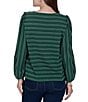 Ruby Rd. Textured Knit Dobby Stripe Crew Neck Bracelet Length Sleeve Top - Image 5
