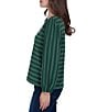 Ruby Rd. Textured Knit Dobby Stripe Crew Neck Bracelet Length Sleeve Top - Image 6