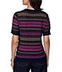 Ruby Rd. Textured Knit Fair Isle Boat Neck Short Sleeve Ribbed Sweater - Image 2