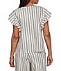 Ruby Rd. Textured Stripe Split V-Neck Short Flutter Sleeve Coordinating Top - Image 2